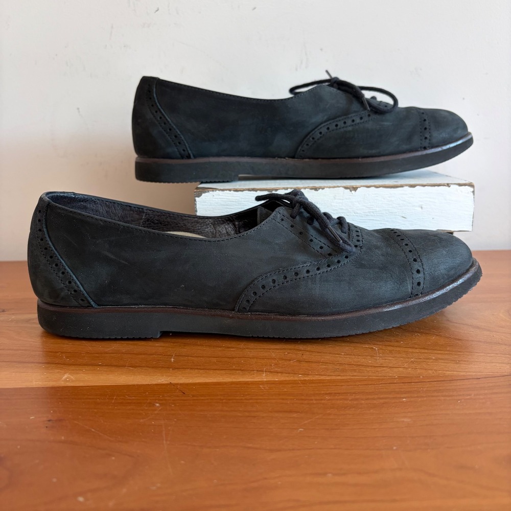 Rockport Vintage Black Nubuck Leather Brogue Oxfords Vibram Sole Yugoslavia